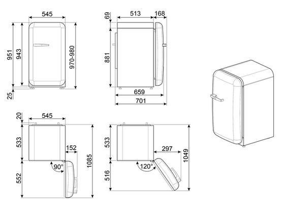Lodówka wolnostojąca FAB Smeg FAB10HRDIT6 50's Style