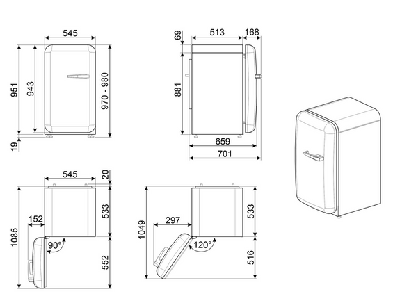 Lodówka wolnostojąca FAB Smeg FAB10HLBL6 50's Style