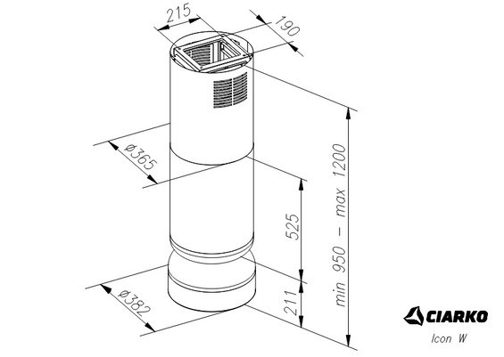 Okap wyspowy Ciarko Design ICON Anthracite wyciąg