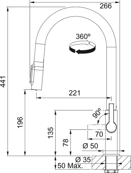 Bateria Franke Maris Slim Clear Water J pull-out 120.0736.601