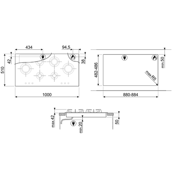 Płyta gazowa Smeg Dolce Stil Novo PVL6106CN