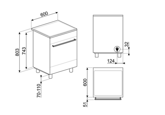 Kuchnia z płytą indukcyjną Smeg C6IMMBT2
