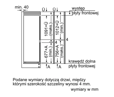 Lodówka z dolnym zamrażalnikiem do zabudowy Siemens KI86VNSE0