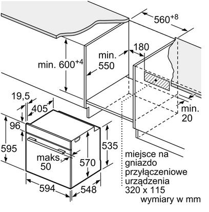 Piekarnik do zabudowy z funkcją pary Bosch HRG532BB3 czarny