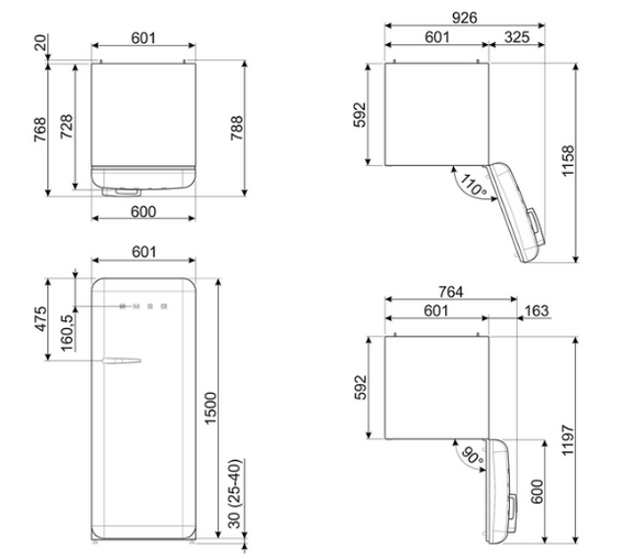 Chłodziarko - zamrażarka wolnostojąca Smeg FAB28RDMC6 50's Style