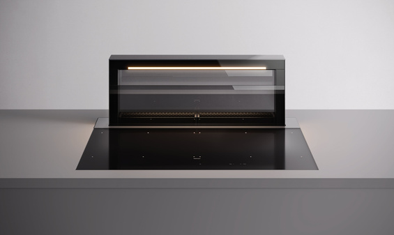 Okap z płytą Falmec Level One 90 czarny matowy / LED-y białe 800 m³/h