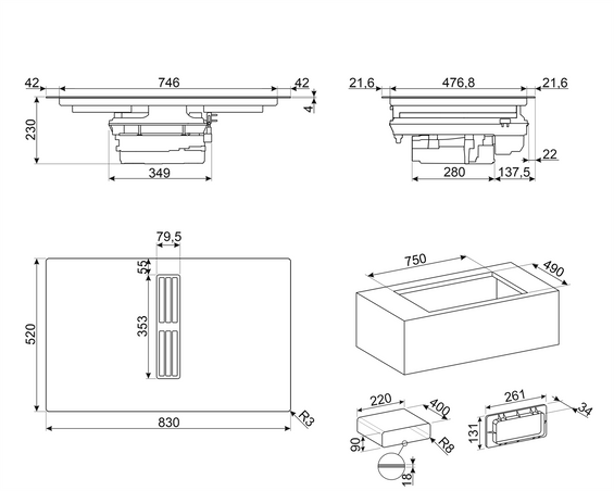 Płyta indukcyjna z zintegrowanym okapem Smeg HOBD482D2