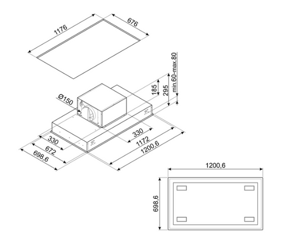 Okap sufitowy Smeg KSCB124X
