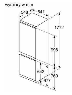Lodówka z dolnym zamrażalnikiem do zabudowy Siemens KI86VNSE0