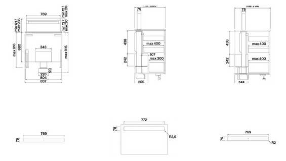 Okap Falmec Level Invisible 90 czarny połysk 800 m3/h (Personalizowany panel górny)