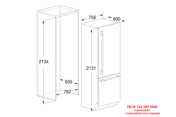 Chłodziarko - zamrażarka do zabudowy Fulgor Milano FBCD 762 TNF EDBL
