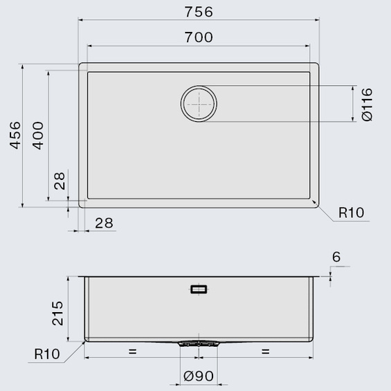 Zlew Falmec Iseo Ceramix 70 White nakładany/podwieszany