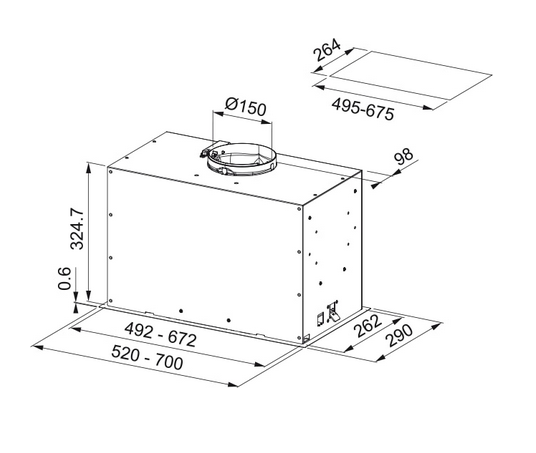 Okap Franke Box Flush Evo FBFE BK MATT A70 305.0665.365
