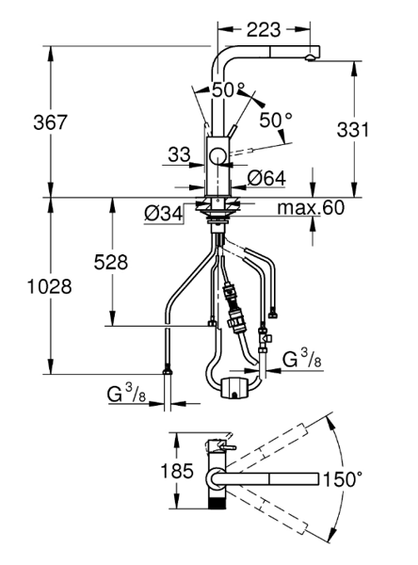Bateria Grohe Blue Pure Minta 30590KF0 phantom black