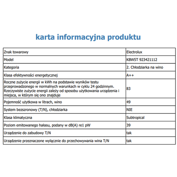 Outlet Winiarka Electrolux KBW5T wysyłka Gratis !