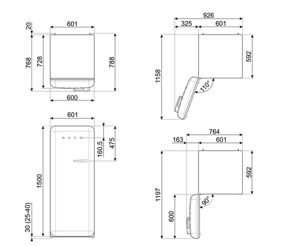 Chłodziarko - zamrażarka wolnostojąca Smeg FAB28LPB6 50's Style