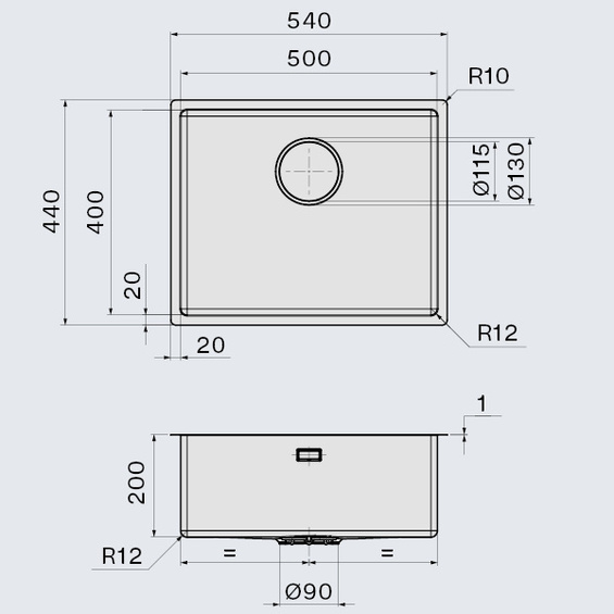 Zlew Falmec Como 50 PVD RAME miedziany wpuszczany/nakładany/podwieszany