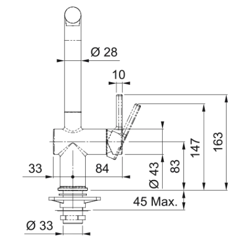 Bateria kuchenna z wyciąganą wylewką Franke Active 115.0653.387