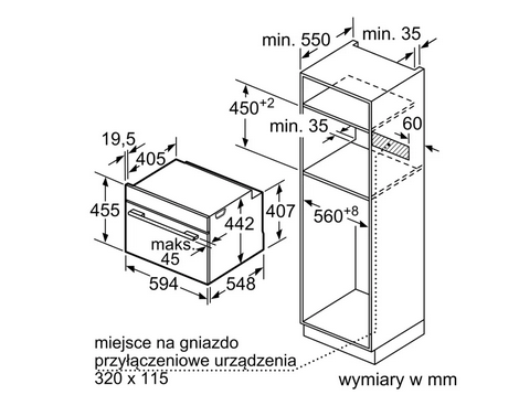 Kompaktowy piekarnik do zabudowy z parowarem Bosch CSG7584B1 czarny