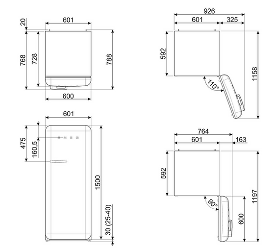 Chłodziarko - zamrażarka wolnostojąca Smeg FAB28RDRU6 50's Style