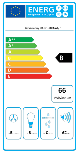 Okap Falmec MIZAR INOX 90 cm 800 m³/h przyścienny