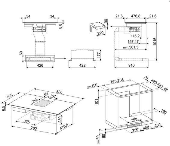 Płyta z wbudowanym okapem Smeg Dolce Stil Novo HOBD682R1