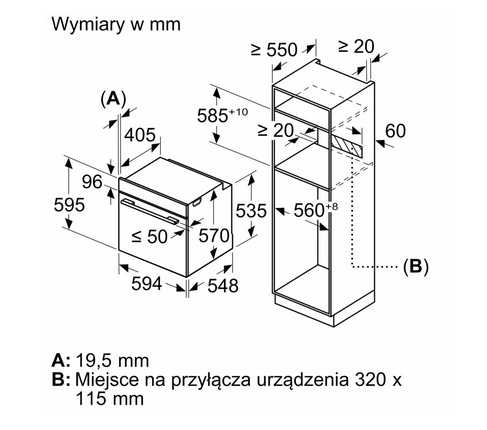 Piekarnik do zabudowy z funkcją pary Bosch HRG212BB3 czarny