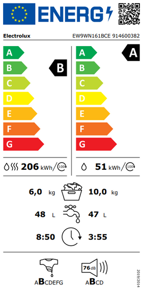 Pralko-suszarka z pompą ciepła Electrolux EW9WN161BCE DelicateCare 900 10 kg