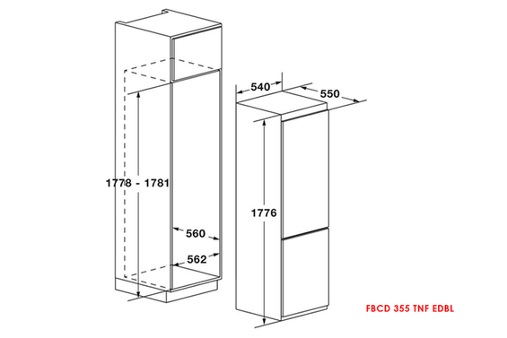 Chłodziarko - zamrażarka do zabudowy Fulgor Milano FBCD 355 TNF EDBL