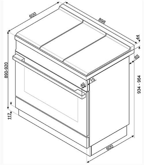 Kuchnia wolnostojąca z płytą gazową Smeg CPF9GPYW
