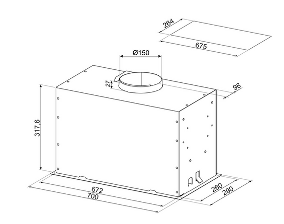 Okap do zabudowy Smeg KICGR70X2