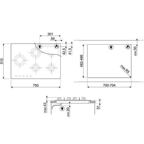 Płyta gazowa Smeg Dolce Stil Novo PVL675LCN