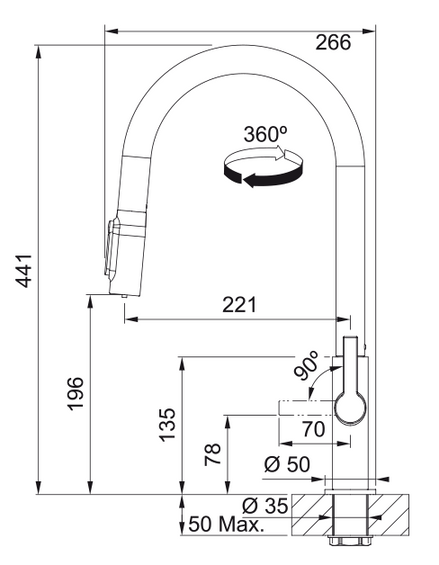 Bateria Franke Maris Slim Clear Water J pull-out 120.0736.604