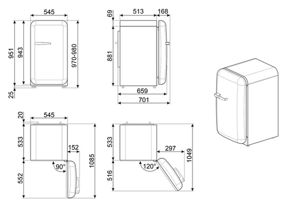 Lodówka wolnostojąca FAB Smeg FAB10HRWH6 50's Style