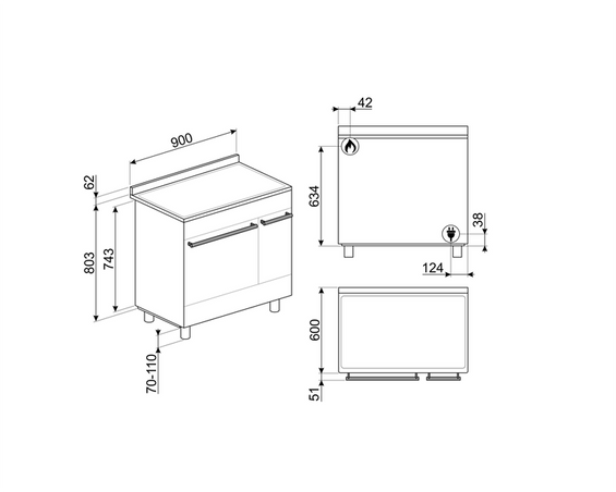 Kuchnia z płytą gazową SMEG C92GMX2
