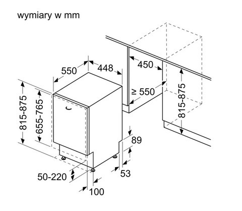 Zmywarka do zabudowy w pełni zaintegrowana Siemens SR73EX25ME 45cm