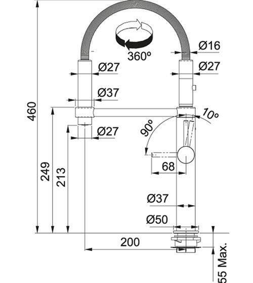 Bateria Franke Pescara 360° Czarny Mat 115.0545.136