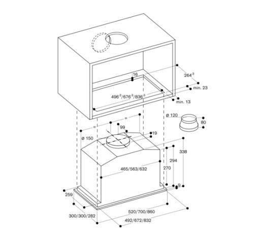 Okap do zabudowy w szafce Gaggenau AC200161 52 cm