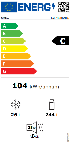 Chłodziarko - zamrażarka wolnostojąca Smeg FAB28RDGME6 50's Style