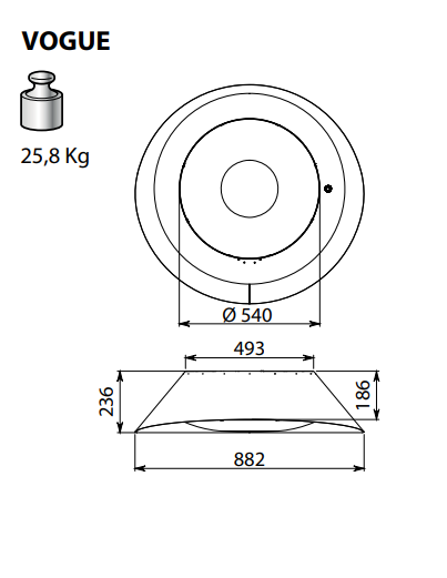 Okap Falmec Vogue Circle.Tech Isola 88 zielony 600 m³/h wyspowy