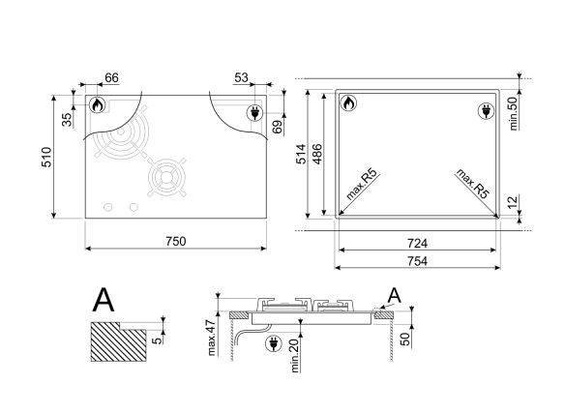 Płyta indukcyjno-gazowa Smeg PM3743D