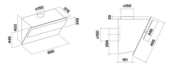Okap Falmec Verso 85 czarny 800 m³/h przyścienny