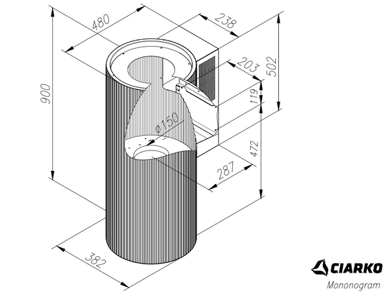 Okap przyścienny Ciarko Design MONOGRAM CASHMERE wyciąg