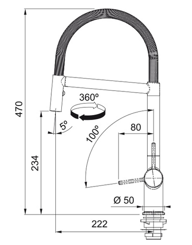 Bateria kuchenna z ruchomą wylewką Franke Active Semi 115.0653.409