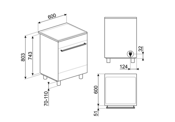 Kuchnia z płytą indukcyjną Smeg C6IMBLT2