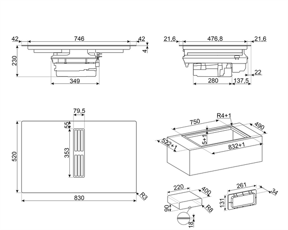 Płyta indukcyjna z zintegrowanym okapem Smeg HOBD382MB2