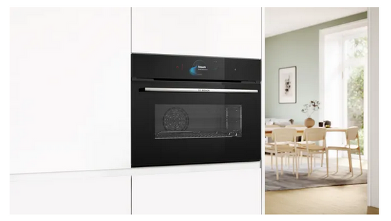 Kompaktowy piekarnik do zabudowy z parowarem Bosch CSG7584B1 czarny