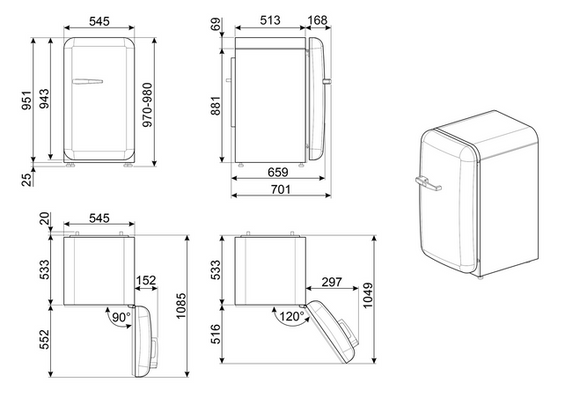 Lodówka wolnostojąca FAB Smeg FAB10HRPK6 50's Style