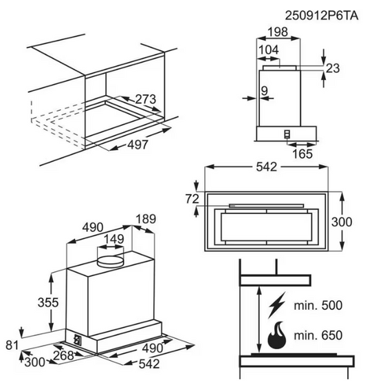 Okap zintegrowany 900 Electrolux LFG825K 54cm
