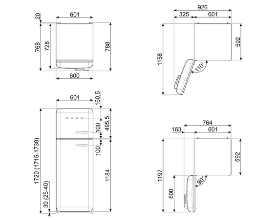 Lodówka wolnostojąca FAB Smeg FAB30LPK6 50's Style
